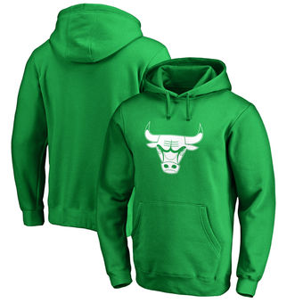 Chicago Bulls Fanatics Branded St. Patrick's Day White Logo Pullover Hoodie - Kelly Green